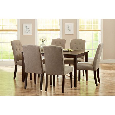 Better Homes and Gardens 7-Piece Dining Set with Upholstered Chairs, Mocha/Beige