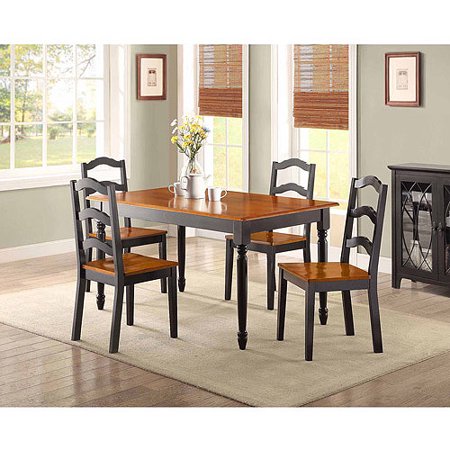 Better Homes and Gardens Autumn Lane 5-piece Dining Set, Black and Oak