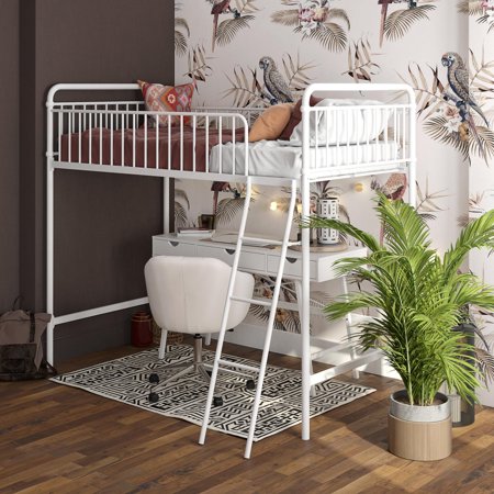Better Homes and Gardens Kelsey Twin Metal Loft Bed, White