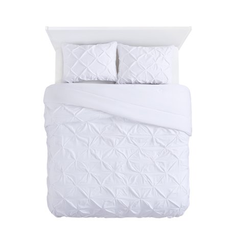 Better Homes and Gardens White Cotton Pintuck 3-Piece Comforter Set, Full/Queen
