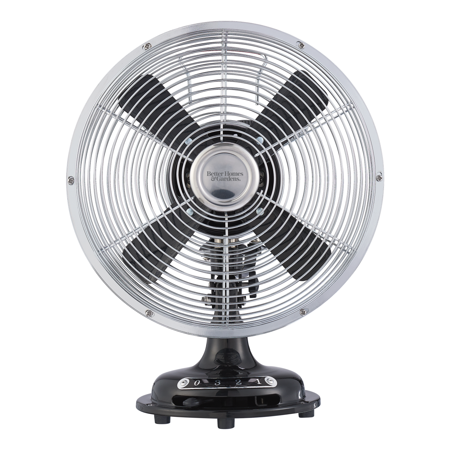 Better Homes & Gardens 8 inch Retro 3-Speed Metal Tilted-Head Oscillation Table Fan Black On Sale At Walmart