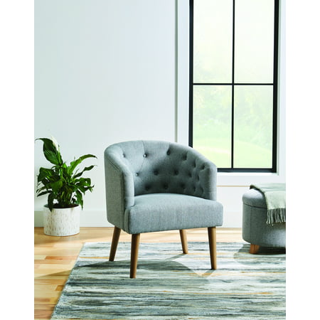 Better Homes & Gardens Barrel Accent Chair, Gray Linen Fabric Upholstery On Sale At Walmart