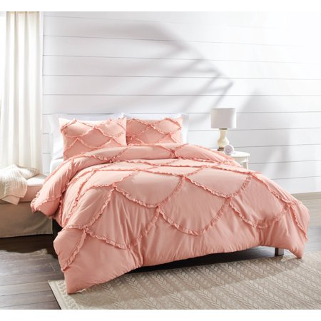 Better Homes & Gardens Blush Textured Scallop 3-Piece Comforter Set, King, Multi