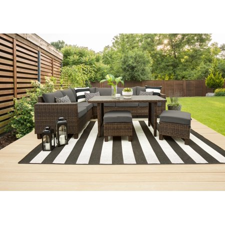 Better Homes & Gardens Brookbury 5-Piece Outdoor Wicker Sectional Dining Set- Gray
