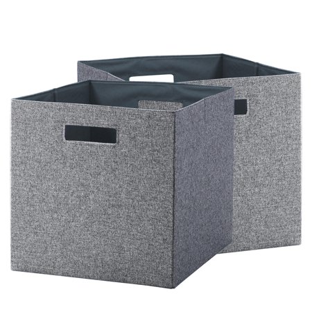 Better Homes & Gardens Fabric Cube Storage Bins (12.75" x 12.75"), Gray, 2 Pack