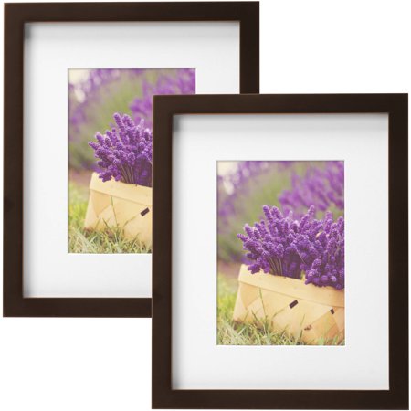 Better Homes & Gardens Gallery 8" x 10" Matted for 5" x 7" Solid Wood Picture Frame, Mahogany, Set of 2