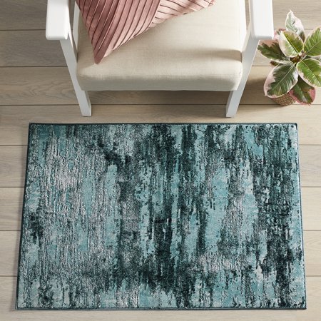 Better Homes & Gardens High Low Abstract Area Rug, Teal, 30" x 46"
