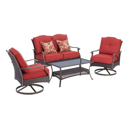 Better Homes & Gardens Providence 4 - Piece Patio Conversation Set, Red
