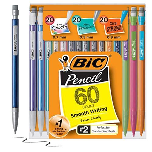BIC Mechanical Pencil Variety Pack, Number 2 Mechanical Pencils With Erasers, Fine Point (0.5mm), Medium Point (0.7mm) and Thick Point (0.9mm), 60 Count, Bulk Mechanical Pencils for School or Work 9.77 TODAY ONLY AT AMAZON