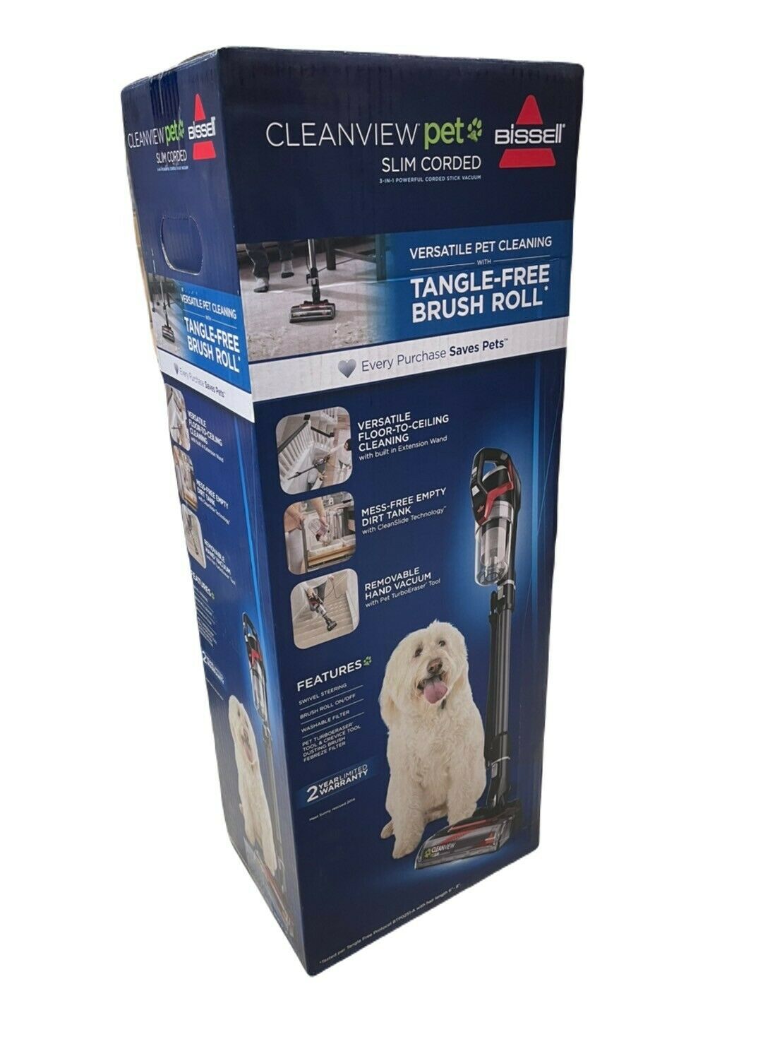 BISSELL CleanView Pet Slim Corded 3-in-1 Swivel Stick Tangle-Free Vacuum #2831