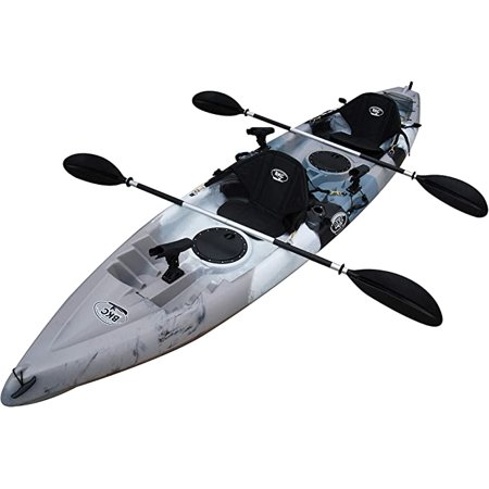 BKC TK181 12.5' Tandem Sit On Top Kayak W/ 2 Soft Padded Seats, Paddles,7 Rod Holders Included 2 Person Kayak
