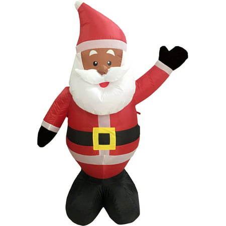 Black African American Santa Claus 4' Inflatable Airblown Christmas Yard Decor