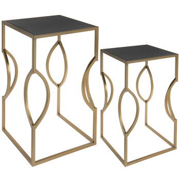 Black & Gold Metal Side Table Set