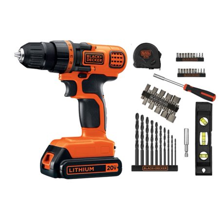 BLACK+DECKER 20-Volt MAX* Lithium-Ion Cordless Drill With 44-Piece Project Kit