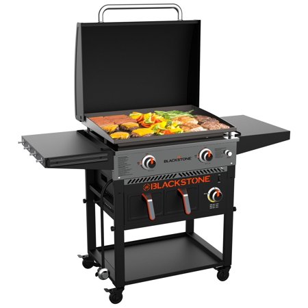 Blackstone 2-Burner 28" Griddle with Electric Air Fryer and Hood 219229834000064]