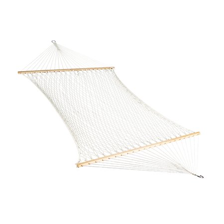 Bliss Hammocks 60" Wide Cotton Rope Hammock w/ Spreader Bar, & Hanging Hardware| Indoor, Outdoor, Poolside, Patio, Backyard, Eco-Friendly Polyester, 450 Lbs Capacity - Natural