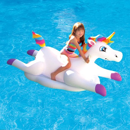 Blue Wave Cloud Rider Rainbow Unicorn Inflatable Ride-On Pool Float