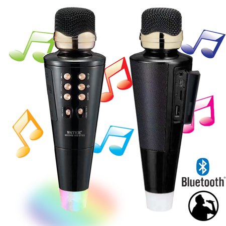 Bluetooth Handheld Wireless KTV Karaoke Microphone Speaker for iPhone & Android - LED Disco Lights, Voice Changer