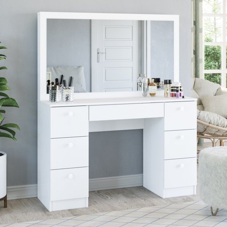 Boahaus Artemisia Modern Vanity Table, White Finish, for Bedroom