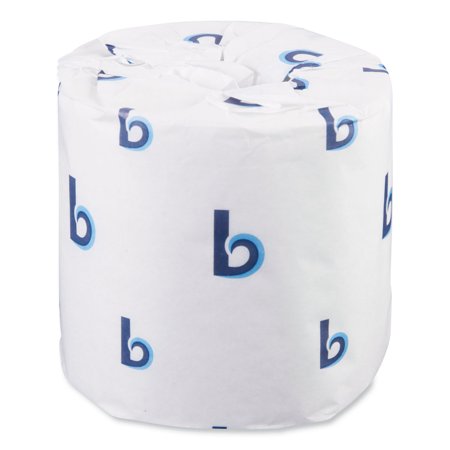 Boardwalk Standard Roll Toilet Paper, 2-Ply, Individually Wrapped, 4" x 3" Sheet, 500 Sheets per Roll, 96 Rolls per Carton