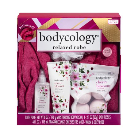 Bodycology Cherry Blossom Relaxed Robe Bath & Body Gift Set, 5 PC
