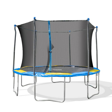 Bounce Pro 12' Trampoline with Enclosure Combo, Blue/Yellow