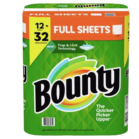 Bounty Full-Sheet Paper Towels, White, 86 Sheets, 12 Count