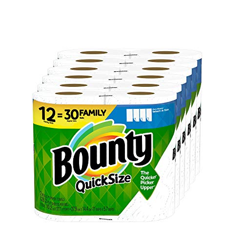 Bounty Quick-Size Paper Towels, White, 12 Family Rolls = 30 Regular Rolls On Sale At Amazon.com