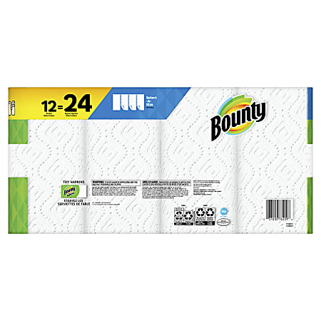 Bounty® Select-A-Size® Double 2-Ply Paper Towels, 98 Sheets Per Roll, Pack Of 12 Rolls on Sale At Office Depot and OfficeMax