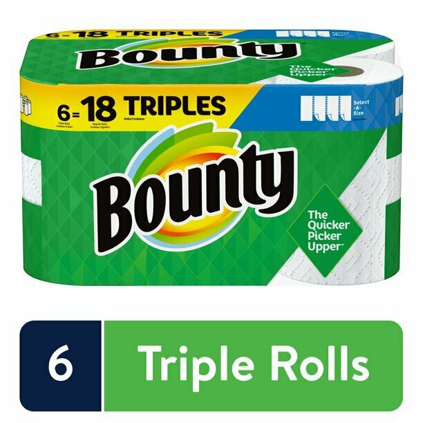 Bounty Select-A-Size Paper Towels, White, 6 Triple Rolls ( Free Shipping )