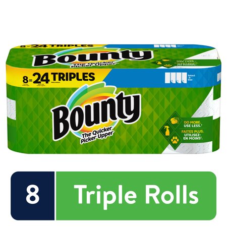 Bounty Select-A-Size Paper Towels, White, 8 Triple Rolls = 24 Regular Rolls, 8 Count