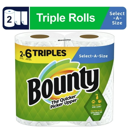 Bounty Select-a-Size Paper Towels, 2 Triple Rolls, White