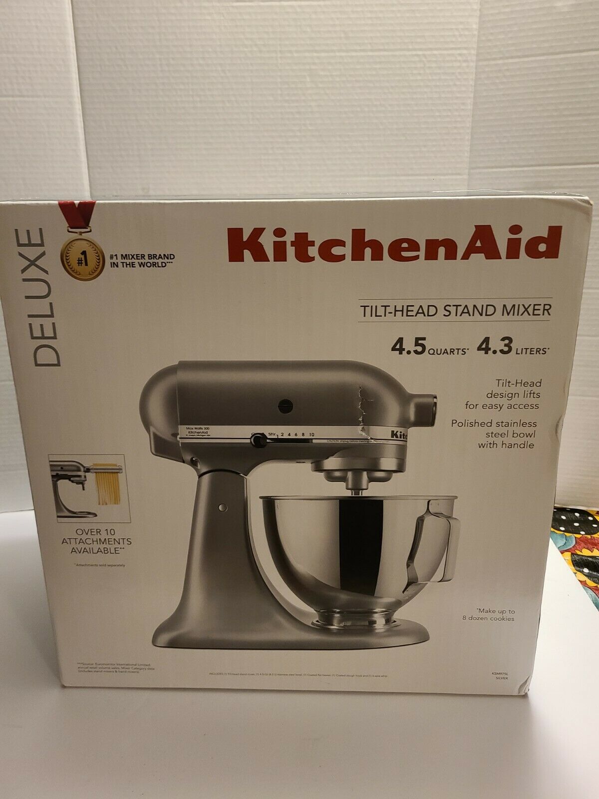 Brand New KitchenAid Deluxe 4.5 Quart Tilt-Head Stand Mixer - Silver - KSM97SL