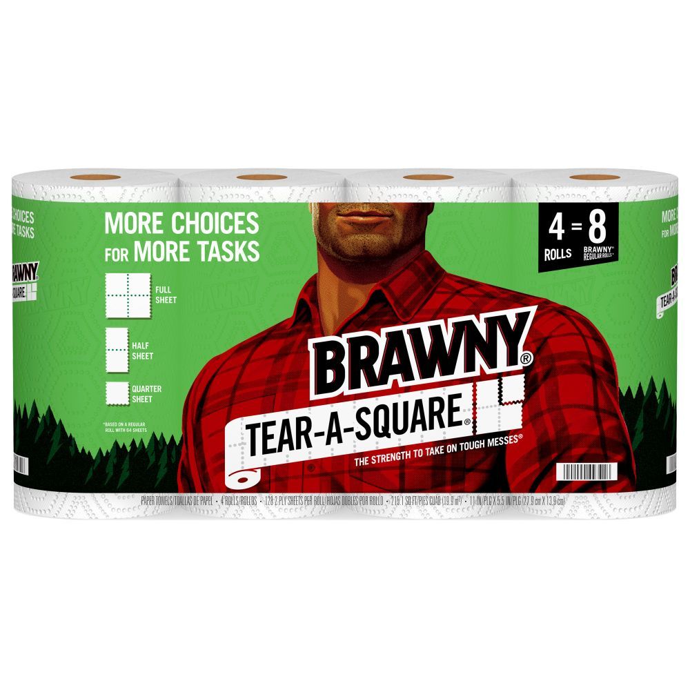 Brawny Tear-A-Square 4 Extra Large Paper Towel Rolls