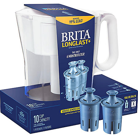 Brita Large 10-Cup Water Filter Pitcher with 2 Longlast+ Filters, Wave (Assorted Colors) on Sale At Sam’s Club