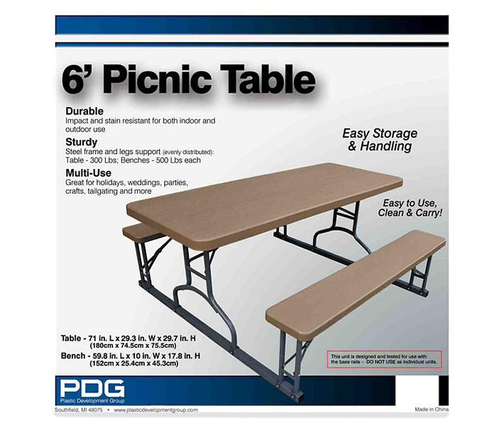 Brown Resin 2-Bench Picnic Table
