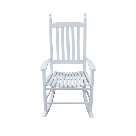 BTMWAY Wood Slat Back & High Back Rocking Chair, White