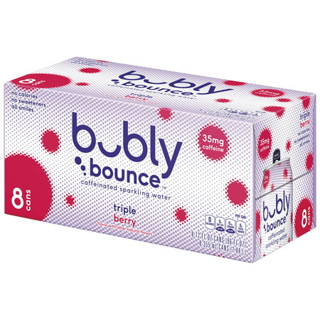 Bubly Bounce Caffeinated Triple Berry Flavored Sparkling Water, 12 oz, 8 Pack Cans
