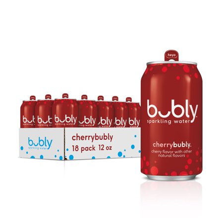 bubly Sparkling Water, Cherry, 12 fl oz 18 Count Cans