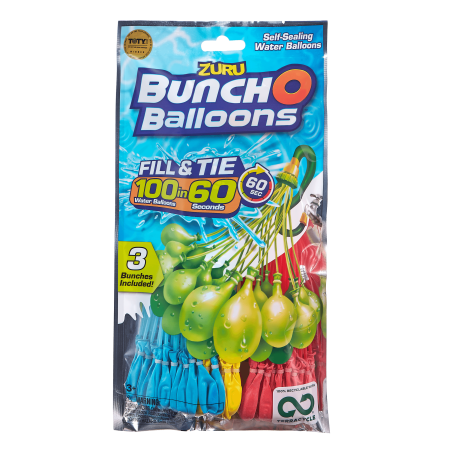 Bunch O Balloons 100 Blue, Red, and Yellow Rapid-Filling Self-Sealing Water Balloons (3 Pack) by ZURU