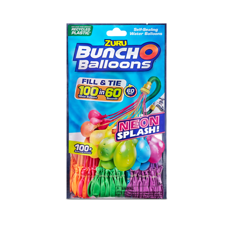 Bunch O Balloons 100 Neon Splash Rapid-Filling Self-Sealing Neon Water Balloons (3 Pack) by ZURU