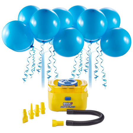 Bunch O Balloons Portable Party Balloon Electric Air Pump Starter Pack, Includes 16ct 11in Self-Sealing Blue Latex Balloons
