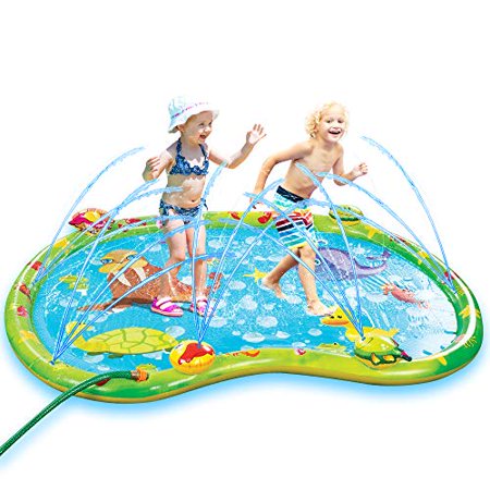 Bundaloo Baby Splash Pad for Toddlers - Inflatable Mat with Sprinklers, Attaches to Most Garden Hoses - Summer Fun Outdoor Kiddie Wading Pool (Green)