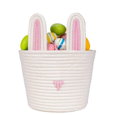 Byikun Bunny Design Easter Basket for Kids, Handcrafted with Personalized Wooden Card - Spacious, Multi-functional, And Safe for Easter Gifts,...