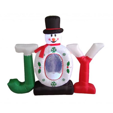 BZB Goods 4 Foot Christmas Inflatable Joy Snowman Snow Globe Yard Decoration LED Lights Decor Outdoor Indoor Holiday Decorations, Blow up Lighted Yard Decor, Lawn Inflatables Home Family Outside