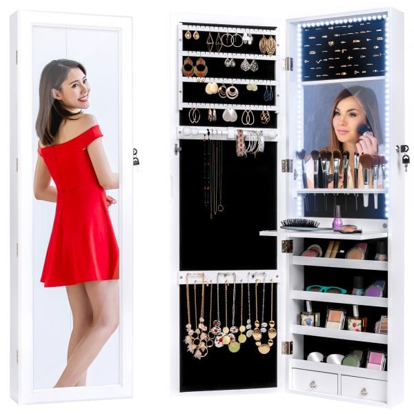 Best Choice Products Hanging Mirror Jewelry Armoire Cabinet Huge Savings at Walmart