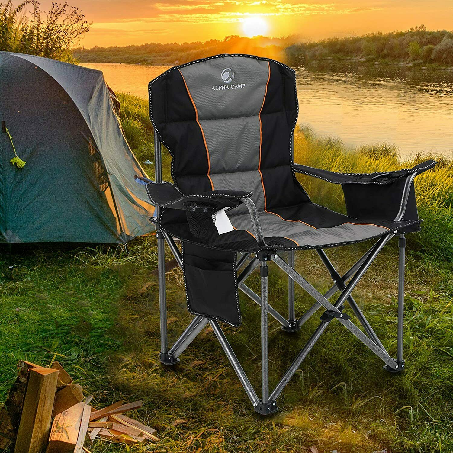Camping Chair Heavy Duty Folding Chair with Cup Holder Portable Outdoor Chairs