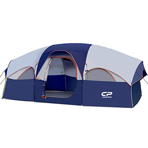 CAMPROS Tent-8-Person-Camping-Tents, Waterproof Windproof Family Tent, 5 Large Mesh Windows, Double Layer, Divided Curtain for Separated Room, Portable with Carry Bag - Blue HOT DEAL AT AMAZON!