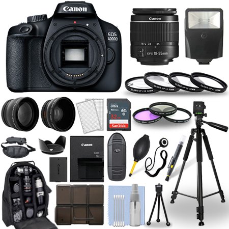 Canon EOS 4000D / Rebel T100 SLR Camera+ 18-55mm Lens+ 30 Piece Accessory Bundle