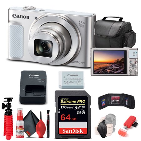 Canon PowerShot SX620 HS Digital Camera (Silver) (1074C001) + 64GB Card + More